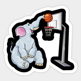 Elephant as basketball player with basketball Sticker